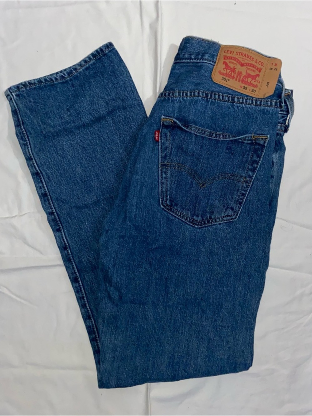 Levi's Men's Blue Classic Straight Jeans 501 Size 32x30 Button Fly